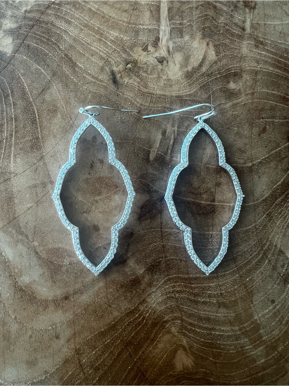 Kendra Scott Silver Pavé Quatrefoil Drop Earrings - Clear Crystal